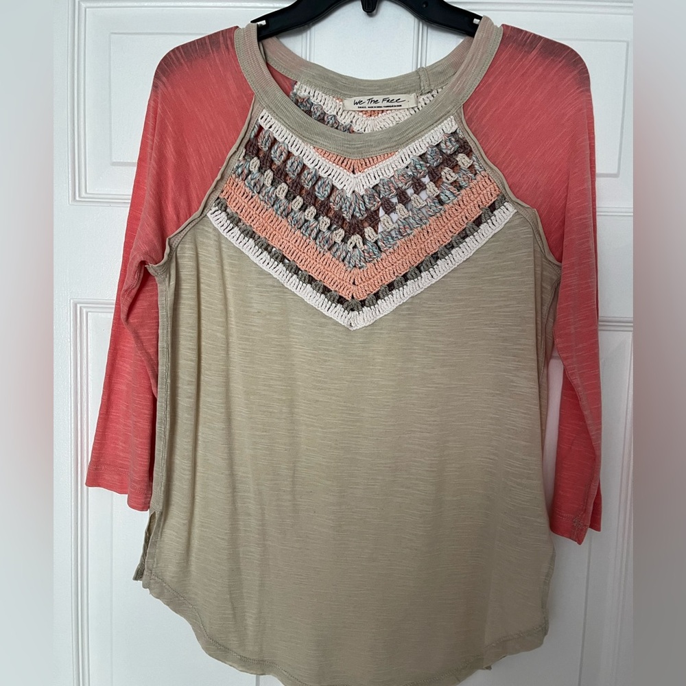 NWT Free People Pink Raglan Graphic T-Shirt